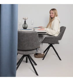 Стул OFFY-R 360, g22 GRAPHITE шенилл LUX - Graphite замша LUX\черный