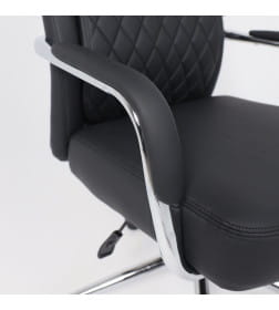 Кресло поворотное LOREAN, черная экокожа/хромированный металл
