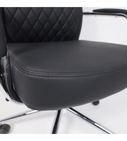 Кресло поворотное LOREAN, черная экокожа/хромированный металл