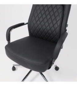 Кресло поворотное LOREAN, черная экокожа/хромированный металл