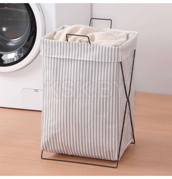 Корзина YUKI  30*35*58см серая полоска+черный (124891) 