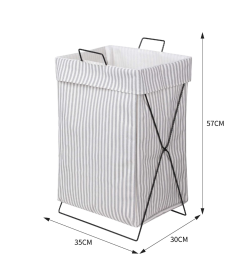 Корзина YUKI  30*35*58см серая полоска+черный