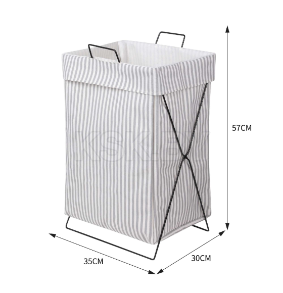 Корзина YUKI  30*35*58см серая полоска+черный (124891) 