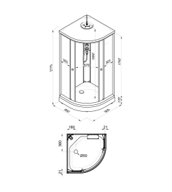 Кабина душевая Грэй-Вайт 90*90 А Triton стекло тонированное Щ0000067300