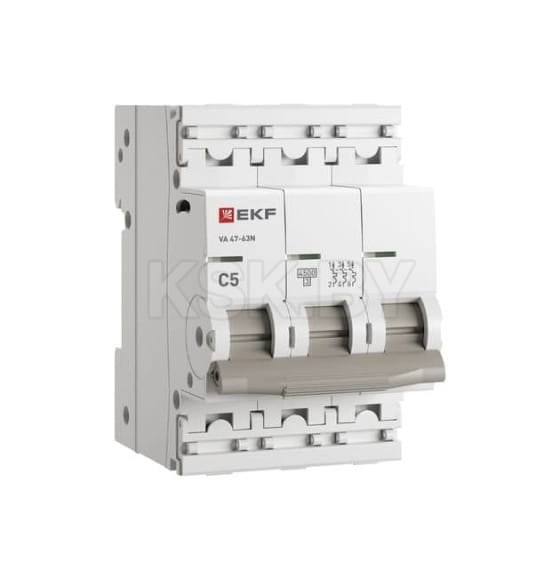 Выключатель автоматический ВА 47-63N 3P 5А (C) 4,5 кА PROXIMA EKF (M634305C) 