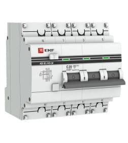 Выключатель автоматический дифференциального тока АД-32 3P+N 20А характеристика С 100мА тип AC электронный 4,5кА PROXIMA EKF