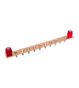 Главная заземляющая шина с изоляторами на 10 подключений ГЗШ-10 Сu EKF