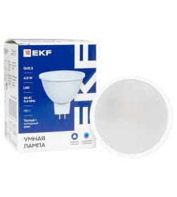 Умная лампа GU5.3 EKF Connect 4,5W WIFI RGBW