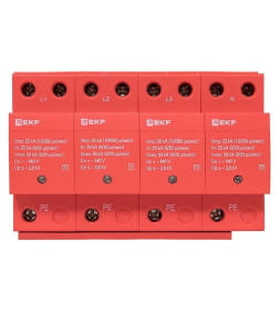 Устройство защиты от импульсных перенапряжений Класс 1 Iimp 25kA (10/350μs) 4P EKF