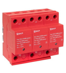 Устройство защиты от импульсных перенапряжений Класс 1 Iimp 25kA (10/350μs) 3P EKF