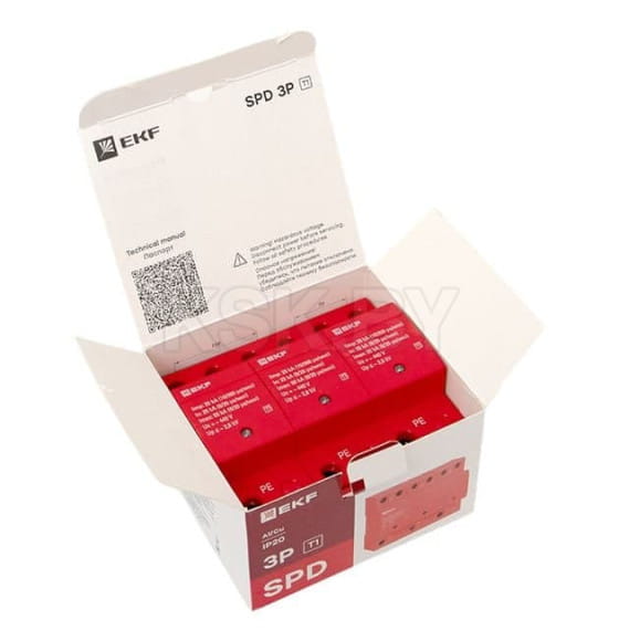 Устройство защиты от импульсных перенапряжений Класс 1 Iimp 25kA (10/350μs) 3P EKF (spd-t1-3p) 
