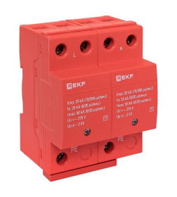 Устройство защиты от импульсных перенапряжений Класс 1 Iimp 25kA (10/350μs) 2P EKF