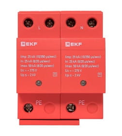 Устройство защиты от импульсных перенапряжений Класс 1 Iimp 25kA (10/350μs) 2P EKF