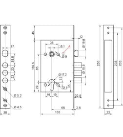 Замок врезной Border ЗВ4-3Г