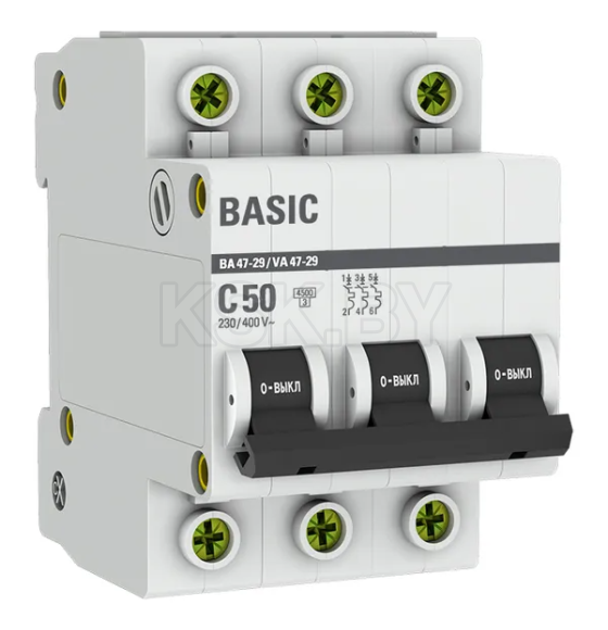 Выключатель автоматический 3P 50А (C) 4,5кА ВА 47-29 Basic (mcb4729-3-50C) 