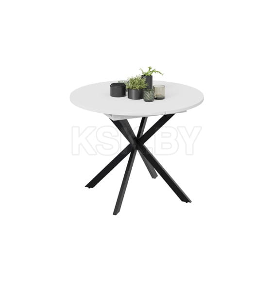 Стол обеденный раздвижной Мэдисон Тип 1 Черный муар/Белый (237763) 