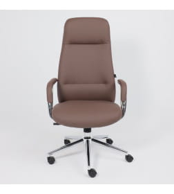 Кресло поворотное ELEMA, коричневая экокожа/хромированный металл