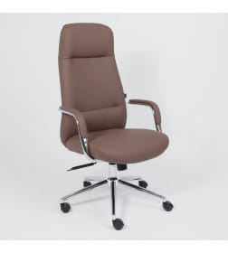 Кресло поворотное ELEMA, коричневая экокожа/хромированный металл