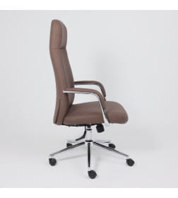 Кресло поворотное ELEMA, коричневая экокожа/хромированный металл