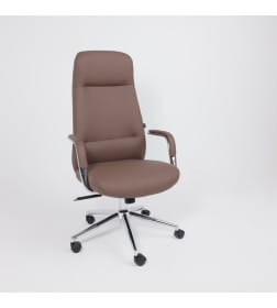 Кресло поворотное ELEMA, коричневая экокожа/хромированный металл