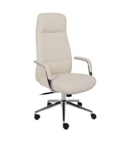 Кресло поворотное ELEMA, кремовая экокожа/хромированный металл