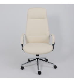 Кресло поворотное ELEMA, кремовая экокожа/хромированный металл