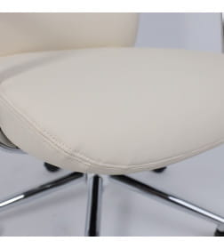 Кресло поворотное ELEMA, кремовая экокожа/хромированный металл