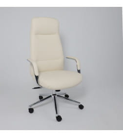 Кресло поворотное ELEMA, кремовая экокожа/хромированный металл