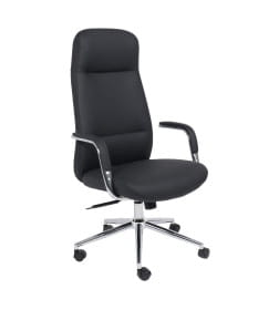 Кресло поворотное ELEMA, черная экокожа/хромированный металл