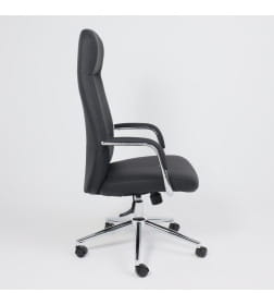 Кресло поворотное ELEMA, черная экокожа/хромированный металл