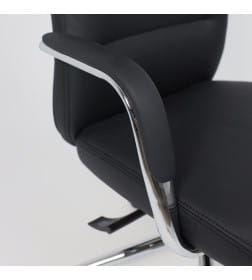 Кресло поворотное ELEMA, черная экокожа/хромированный металл