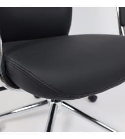 Кресло поворотное ELEMA, черная экокожа/хромированный металл