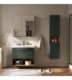 Пенал подвесной Equil Gleam 36 с корзиной, зеленый камень/дуб вотан ppGLEAM36-34