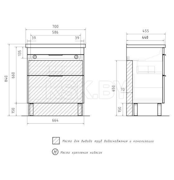 Тумба напольная Volna Lotty 70.2Y латте (Миранда, Фостер, Pulsus) (tnLOTTY70.2Y-13) 