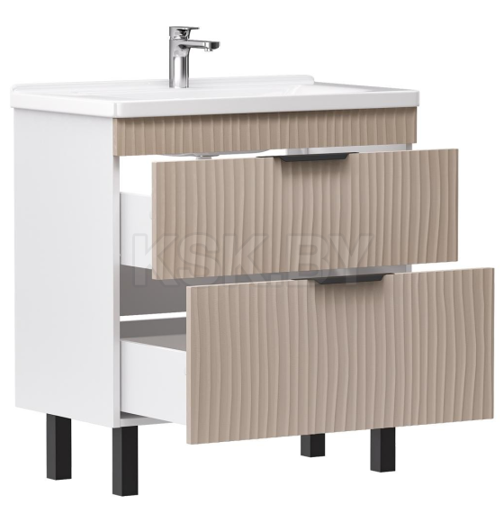 Тумба напольная Volna Lotty 80.2Y латте с умывальником Миранда 80 (tnLOTTY80.2Y-13-1) 