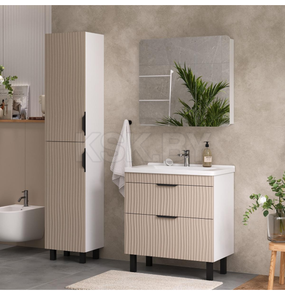 Тумба напольная Volna Lotty 80.2Y латте с умывальником Миранда 80 (tnLOTTY80.2Y-13-1) 