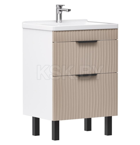 Тумба напольная Volna Lotty 60.2Y латте с умывальником Миранда 60 (tnLOTTY60.2Y-13-1) 