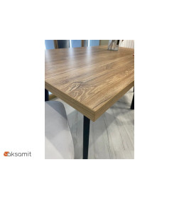 Стол обеденный Канзас 1200х700 вставка 320 ЛДСП Дуб кунео Egger/Рама черная/Металл черный