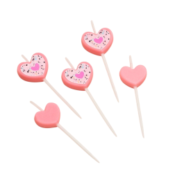 Набор свечей для торта, 5 шт "Сердца", розовый 