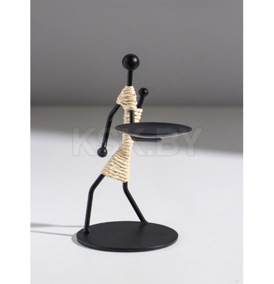 Подсвечник металл на 1 свечу "Аборигенка с ребёнком за спиной" d=6 см 10,5х8х14,5 см (10873966) 