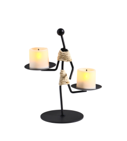 Подсвечник металл на 2 свечи "Абориген жонглёр" d=6 см 16х8х16 см   10873968