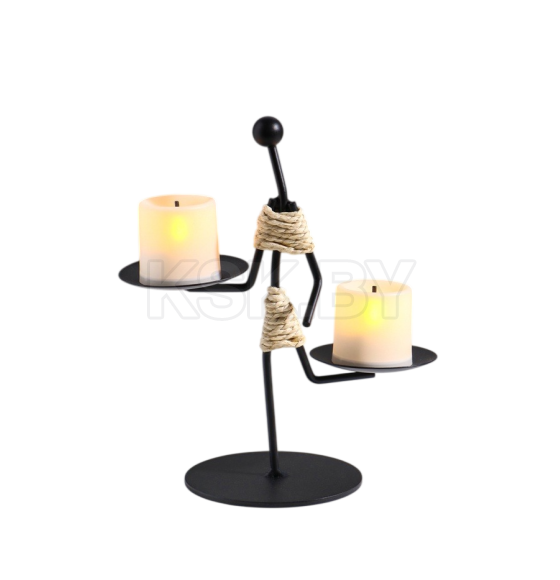 Подсвечник металл на 2 свечи "Абориген жонглёр" d=6 см 16х8х16 см   10873968 (10873968) 