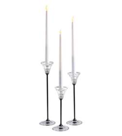 Подсвечник металл, стекло "Нил" d=2 и 4 см набор 3 шт  прозрачный 7х7х18 7х7х23 7х7х28 см   10874258