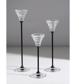 Подсвечник металл, стекло "Нил" d=2 и 4 см набор 3 шт  прозрачный 7х7х18 7х7х23 7х7х28 см   10874258