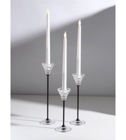 Подсвечник металл, стекло "Нил" d=2 и 4 см набор 3 шт  прозрачный 7х7х18 7х7х23 7х7х28 см   10874258