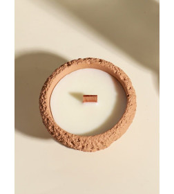 Свеча в вулканическом подсвечнике "Чаша" деревянный фитиль, персиковая 9,3х9,3х5,5 см