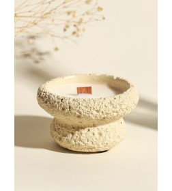 Свеча в вулканическом подсвечнике "Чаша" деревянный фитиль, белая 9,3х9,3х5,5 см   10916182