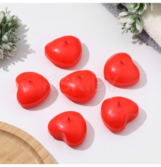 Набор свечей плавающих "Сердце", 6 шт, С 00-39 (9423916) 