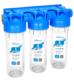 Фильтр магистральный трехступенчатый АКВАБРАЙТ стандарт SLIM LINE АБФ-3 1