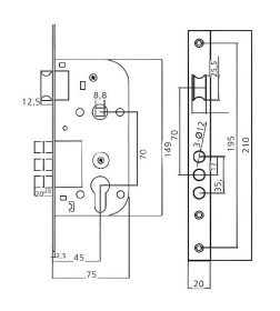 Замок врезной Arni М1523 АВ